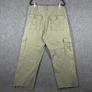 Levis Cargo Cut Off Pants 100% Cotton Green Mens Size 36x28 #2072